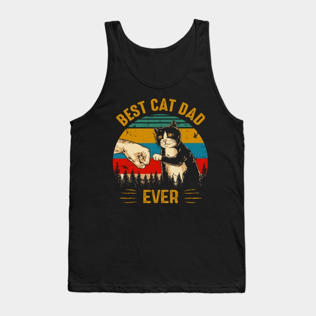 Vintage Best Cat Dad Ever Fist Bump Black Cat Gift Tank Top by HomerNewbergereq